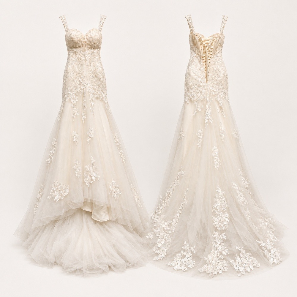 Lace Mermaid Wedding Dress with Corset Back Size 0- NWOT